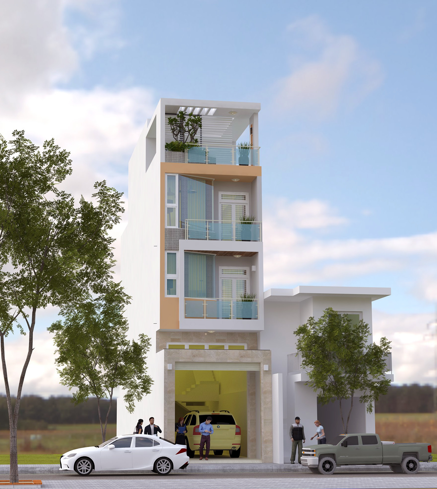 Nhà phố (4.5m x20m) DTXD: 450m2